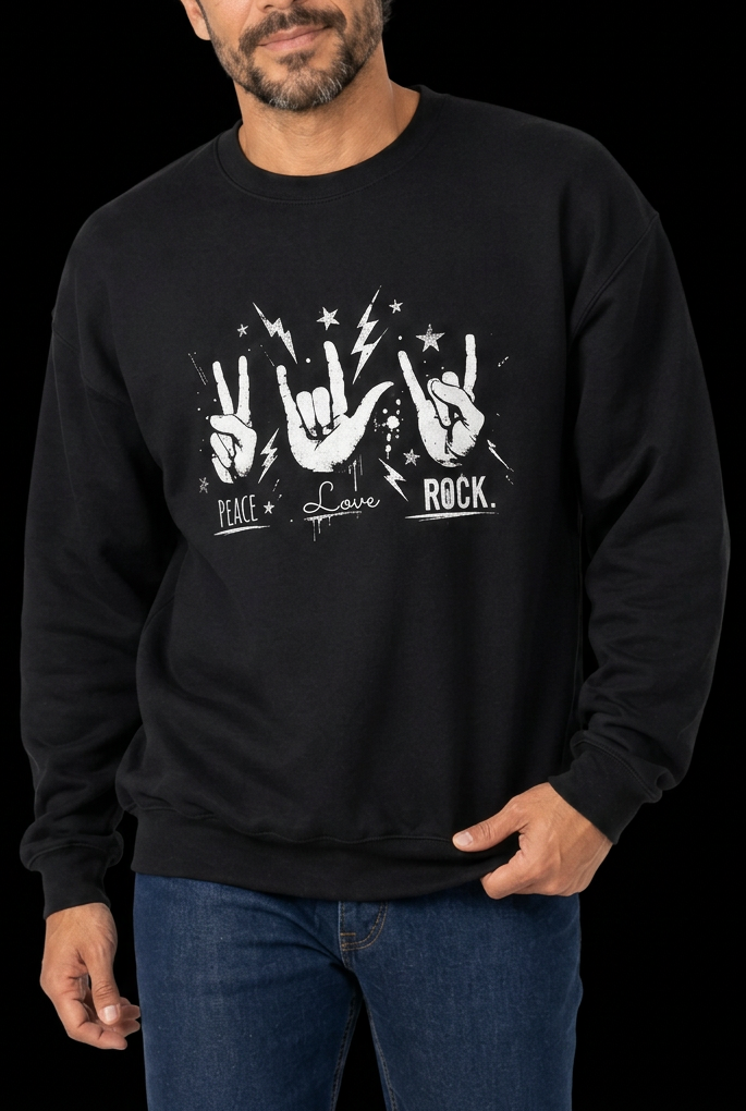 Peace Love Rock-Herre Collegegenser