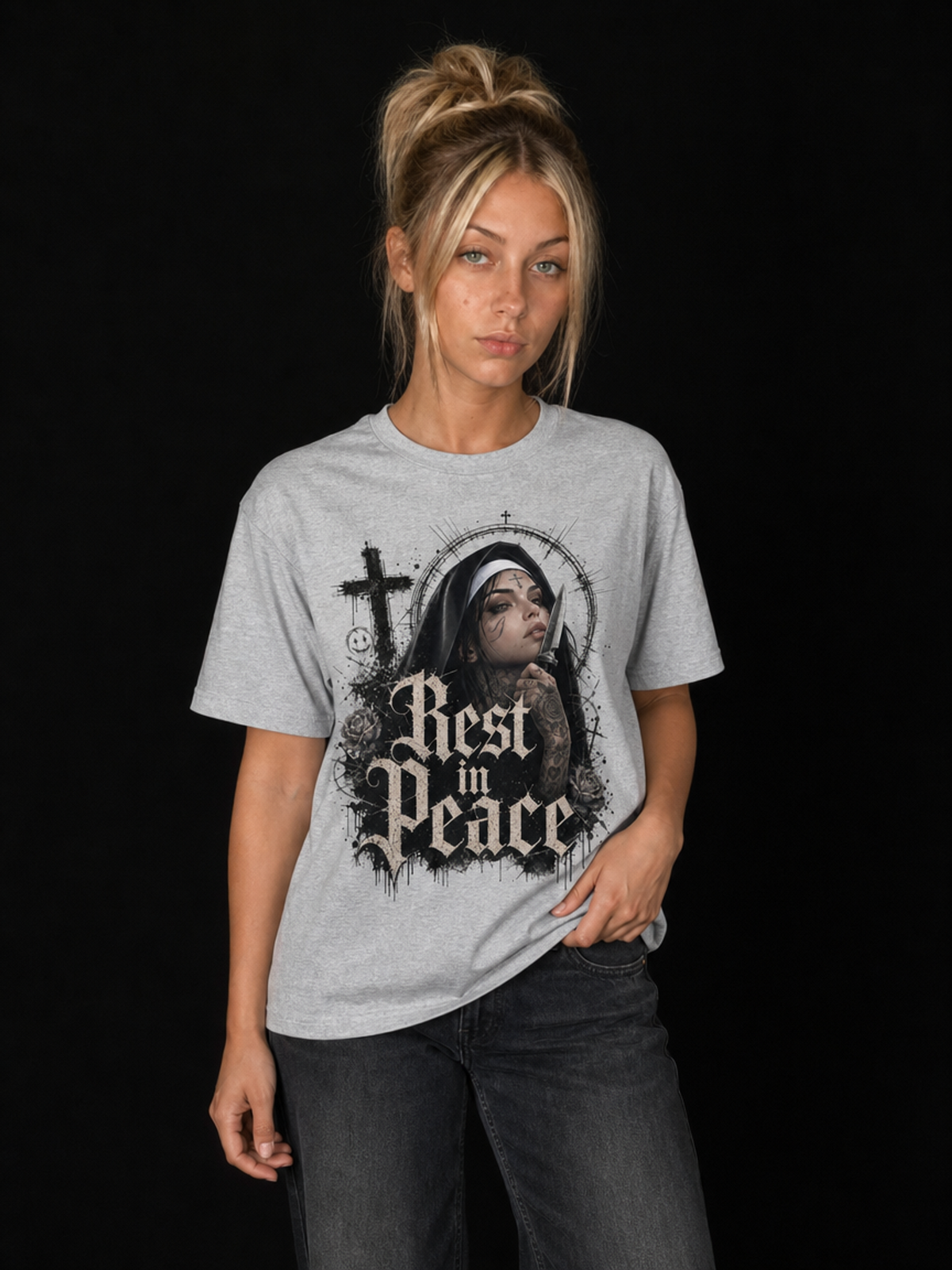 Nonne Rest In Peace-Dame Kortermet T-Skjorte (XL Print)