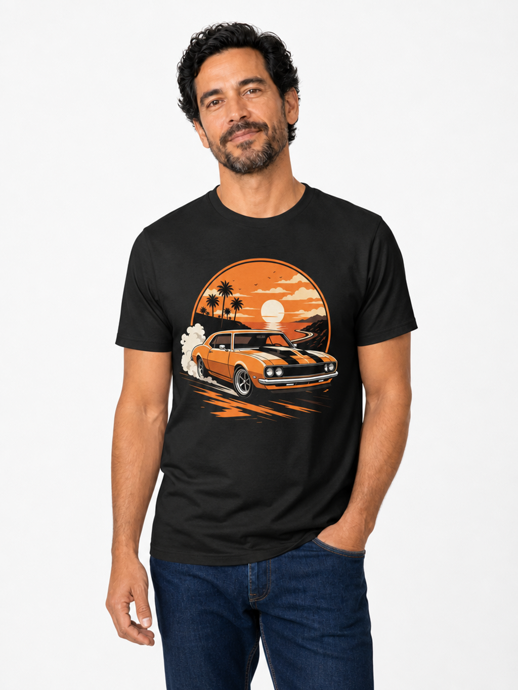 Orange Mustang-Herre T-skjorte (XL Print)