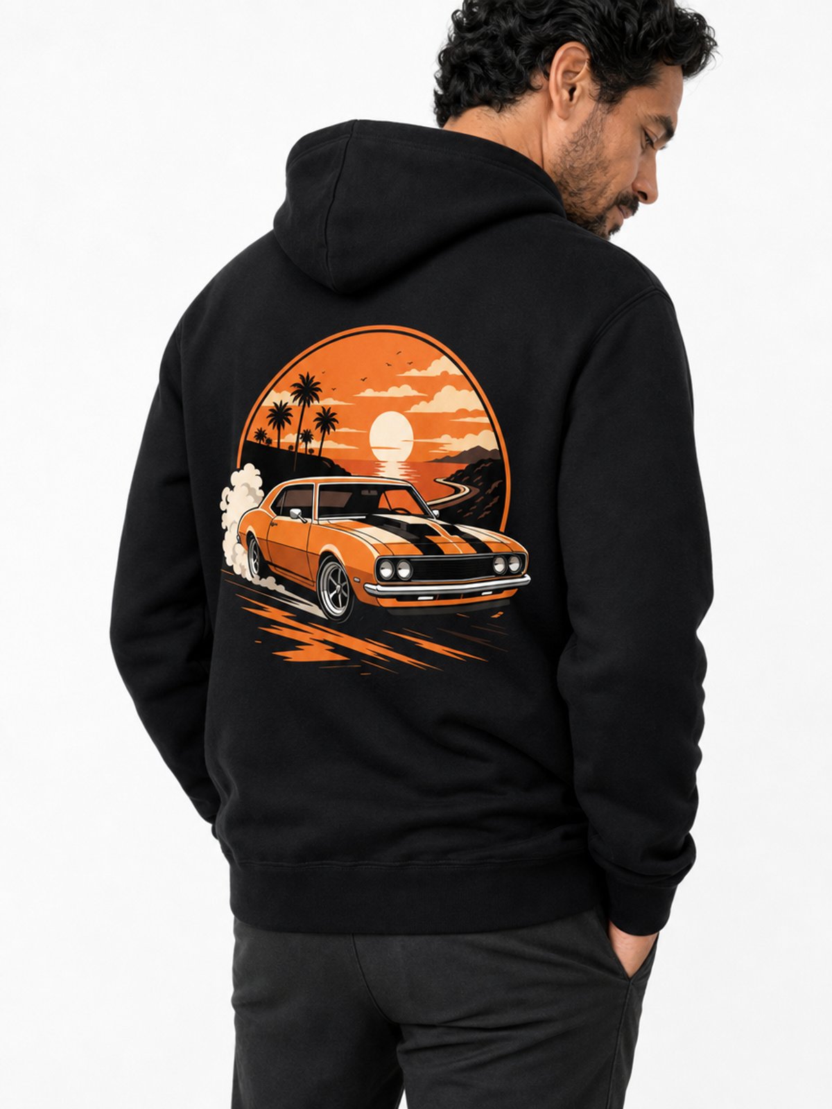 Orange Mustang-Herre Hettejakke (XL Print)