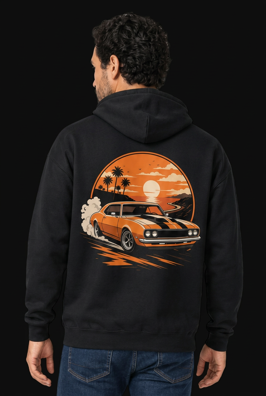 Orange Mustang-Herre Hettejakke (XL Print)