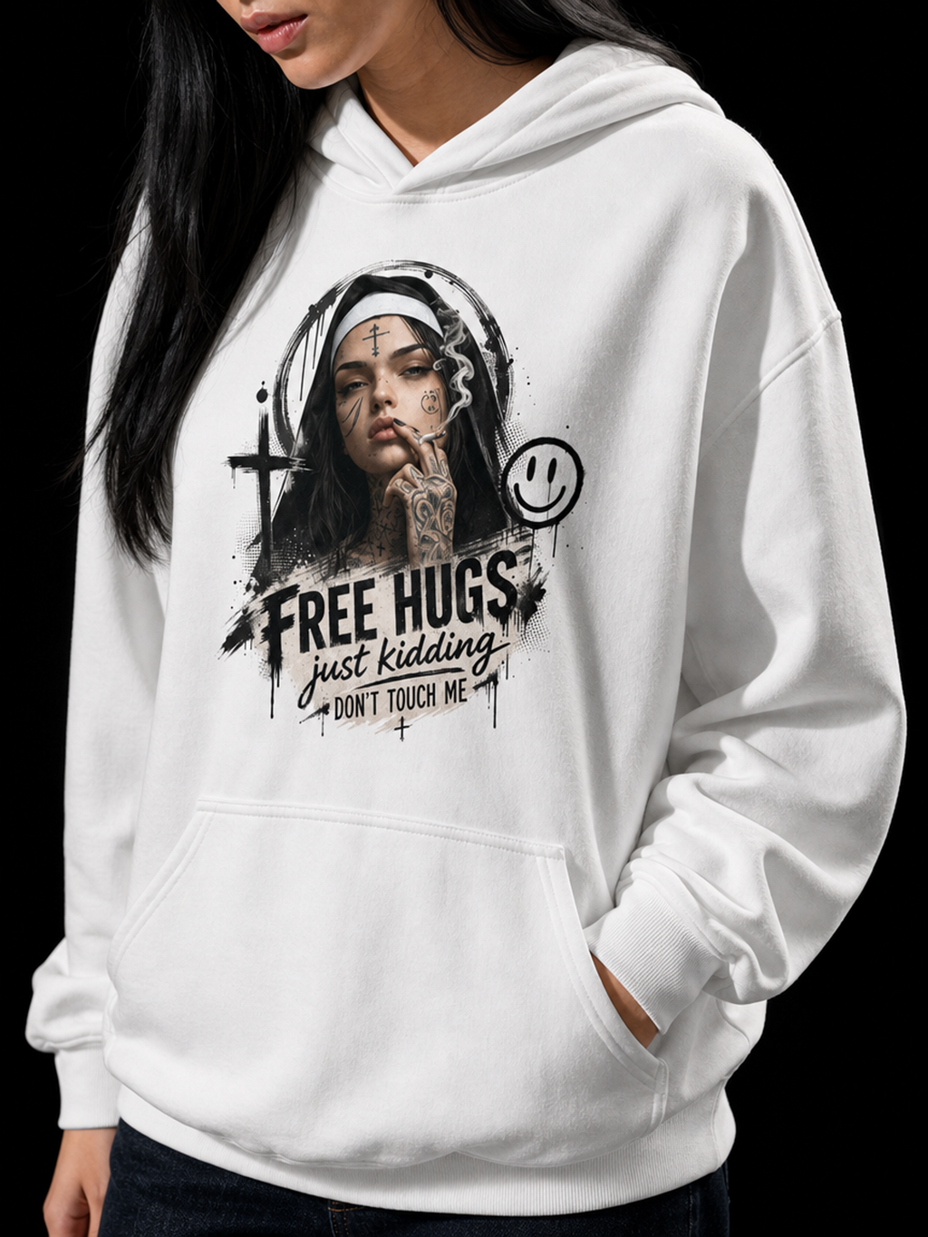 Nonne Free Hugs-Dame Hettegenser