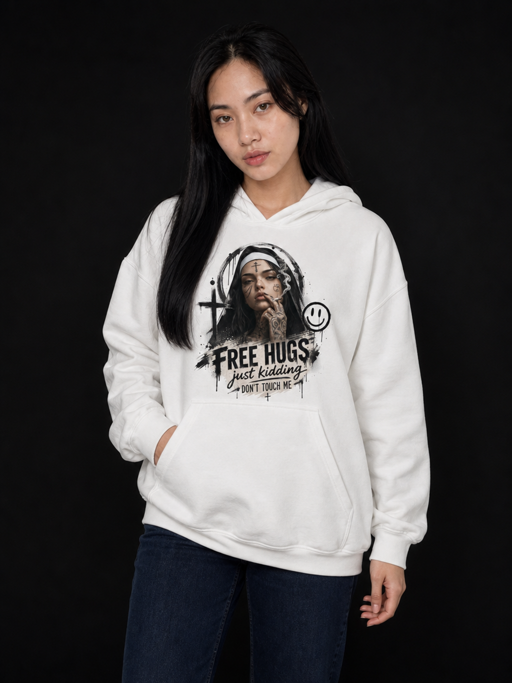 Nonne Free Hugs-Dame Hettegenser