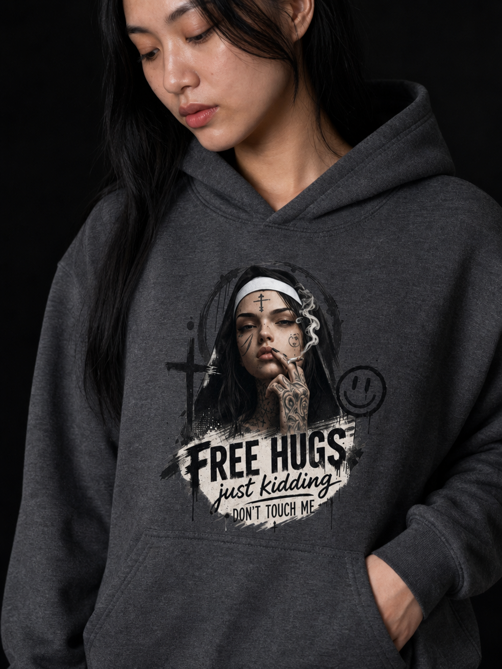 Nonne Free Hugs-Dame Hettegenser