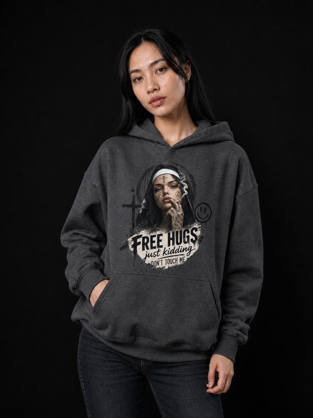 Nonne Free Hugs-Dame Hettegenser