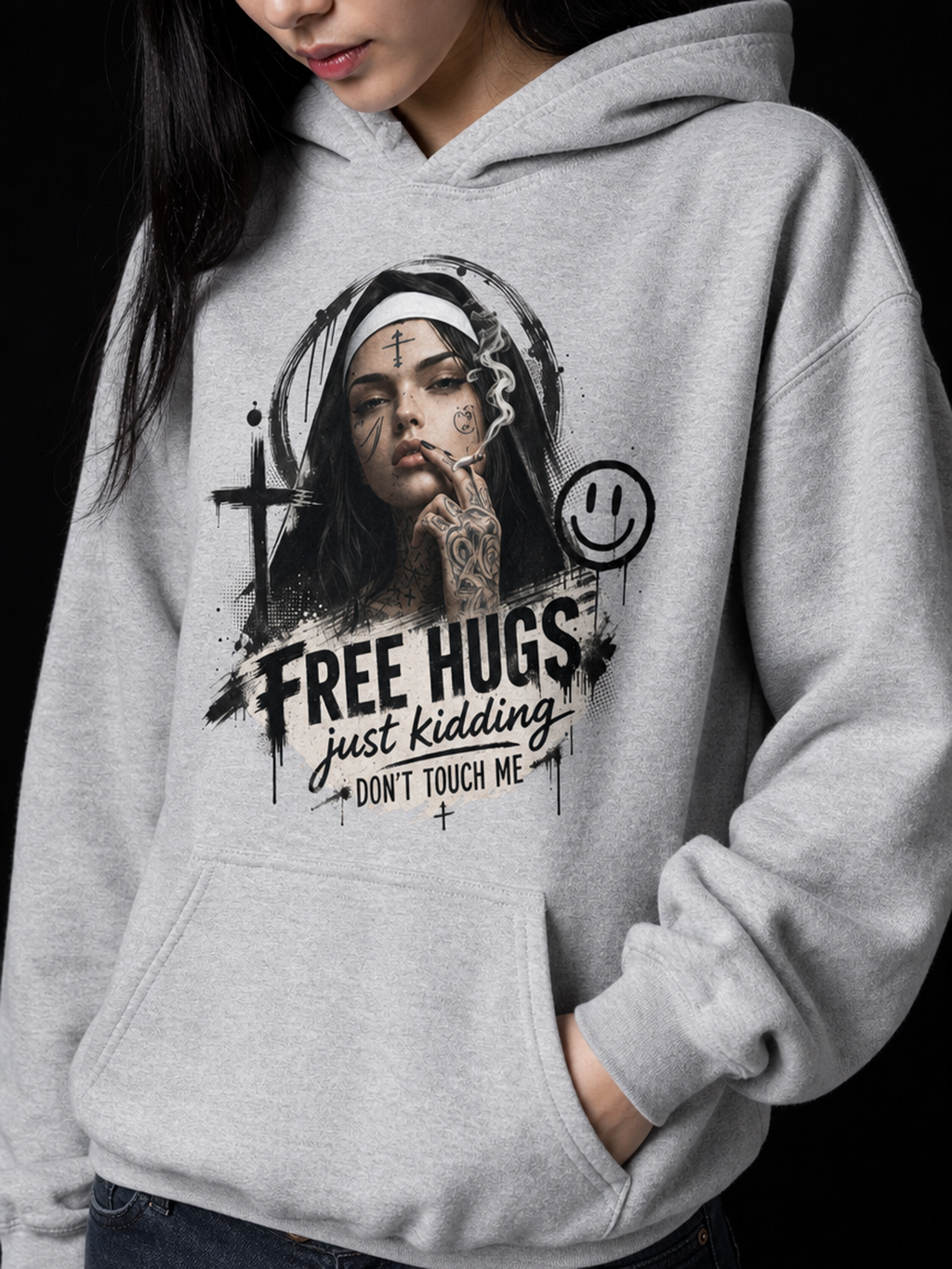 Nonne Free Hugs-Dame Hettegenser