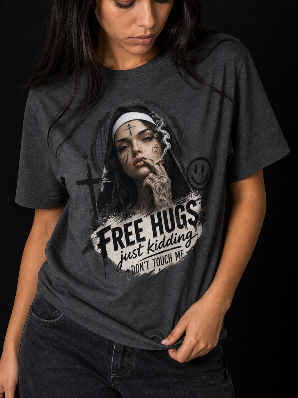 Nonne Free Hugs-Dame T-Skjorte (XL Print)