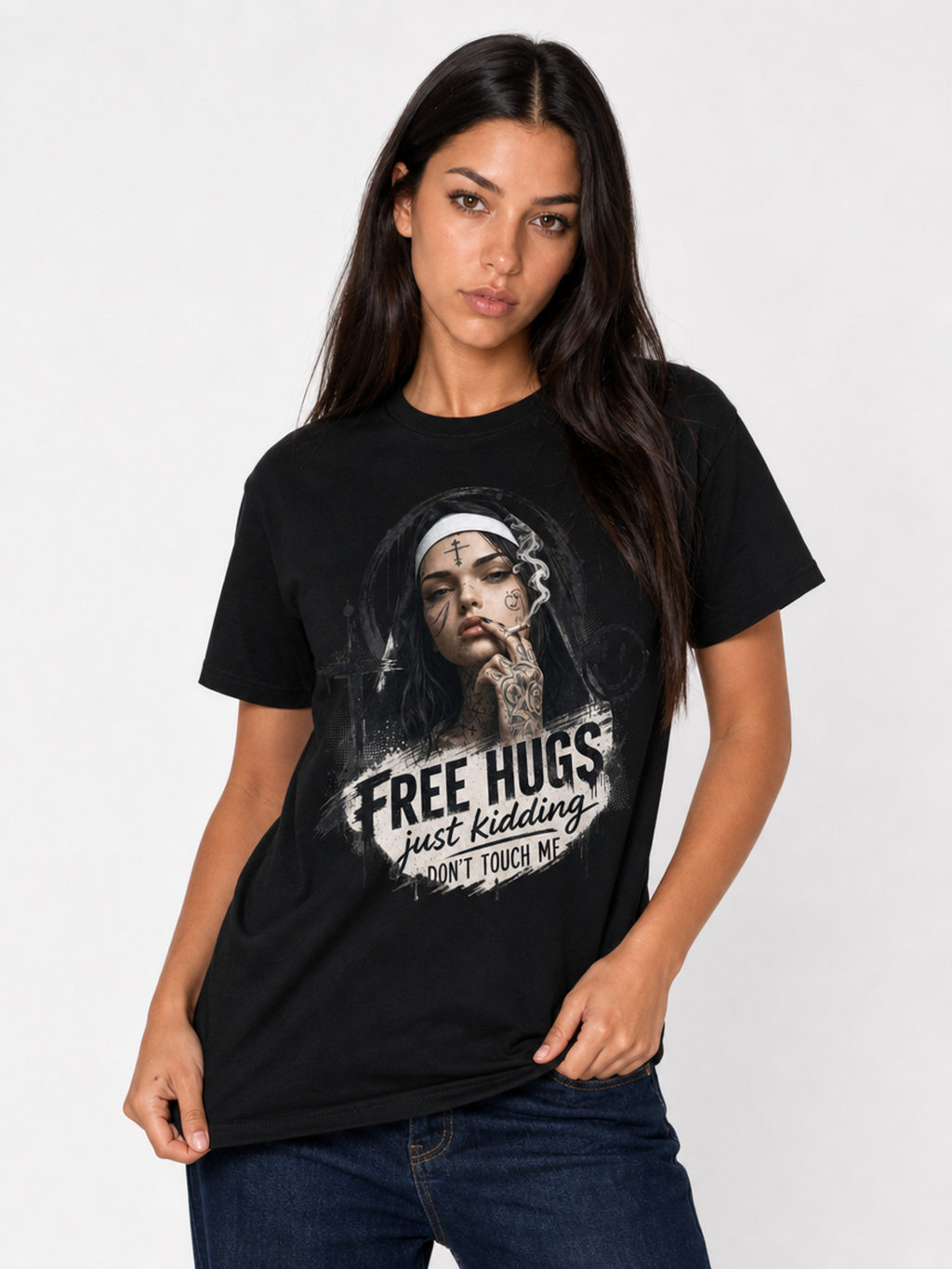 Nonne Free Hugs-Dame T-Skjorte (XL Print)