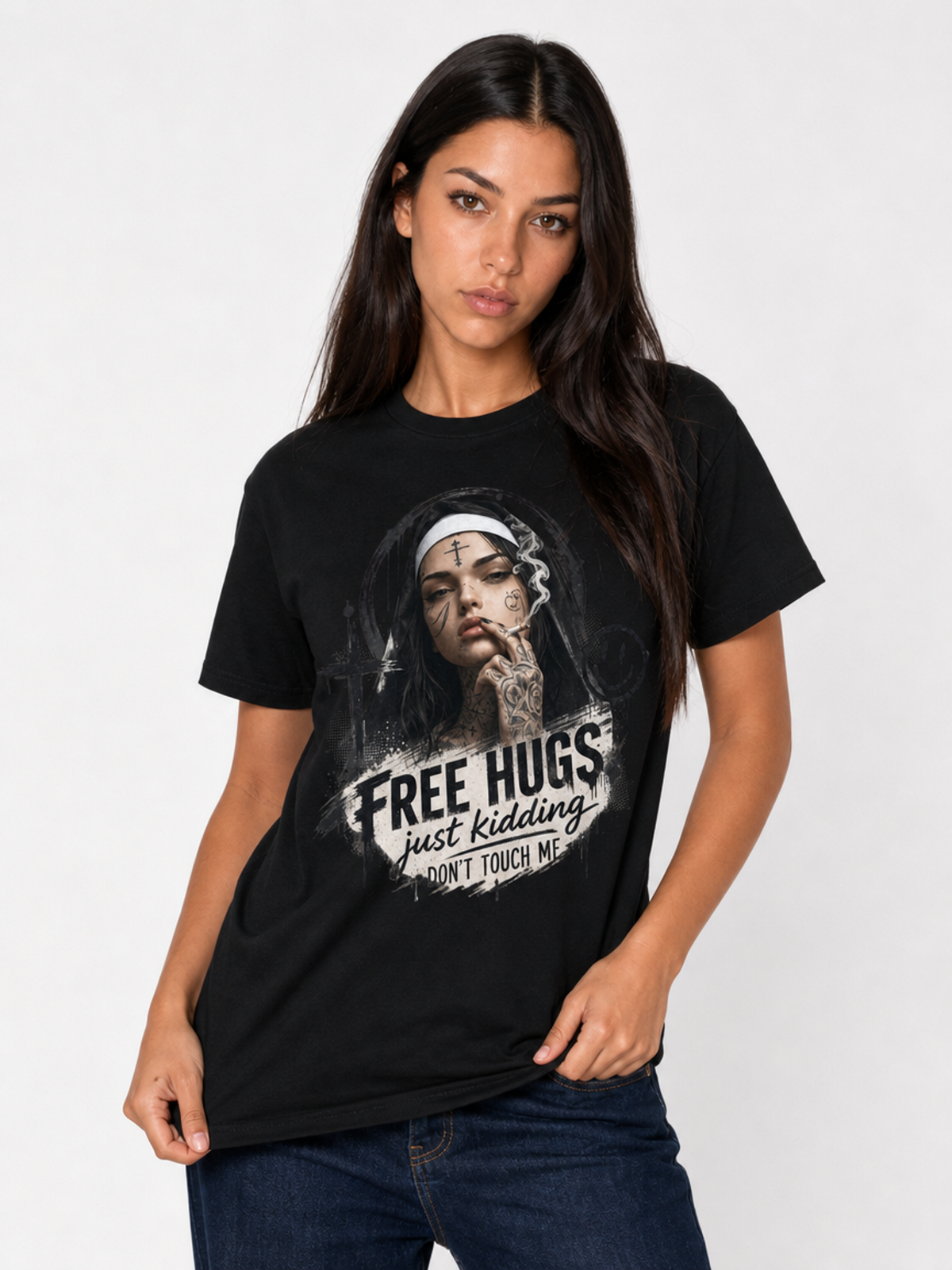 Nonne Free Hugs-Dame T-Skjorte (XL Print)