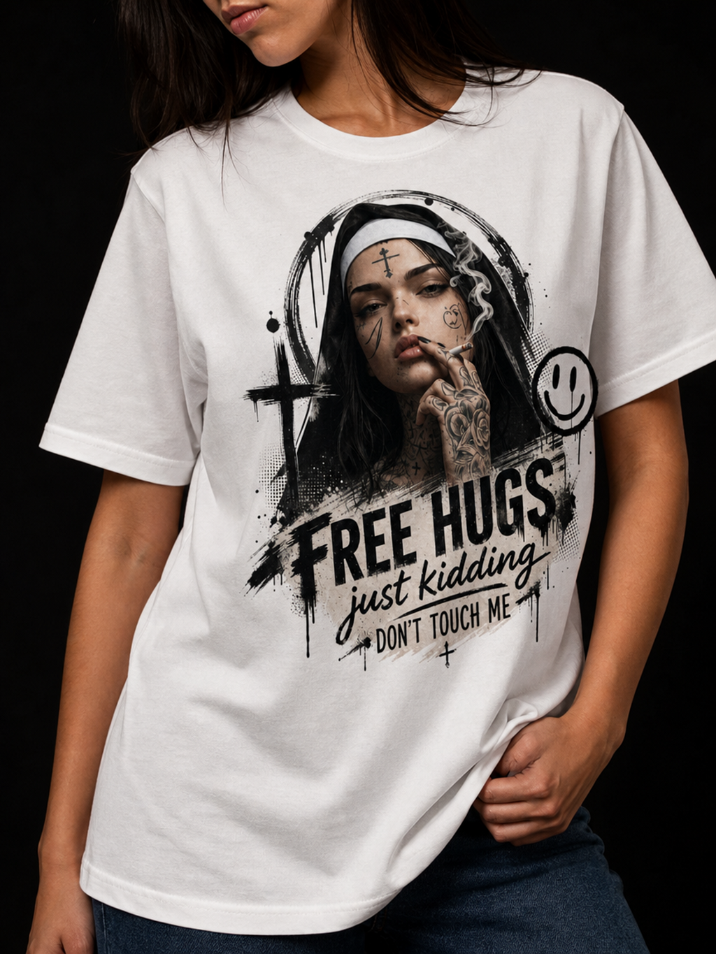 Nonne Free Hugs-Dame T-Skjorte (XL Print)