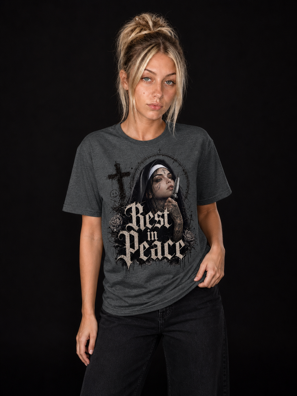 Nonne Rest In Peace-Dame Kortermet T-Skjorte (XL Print)
