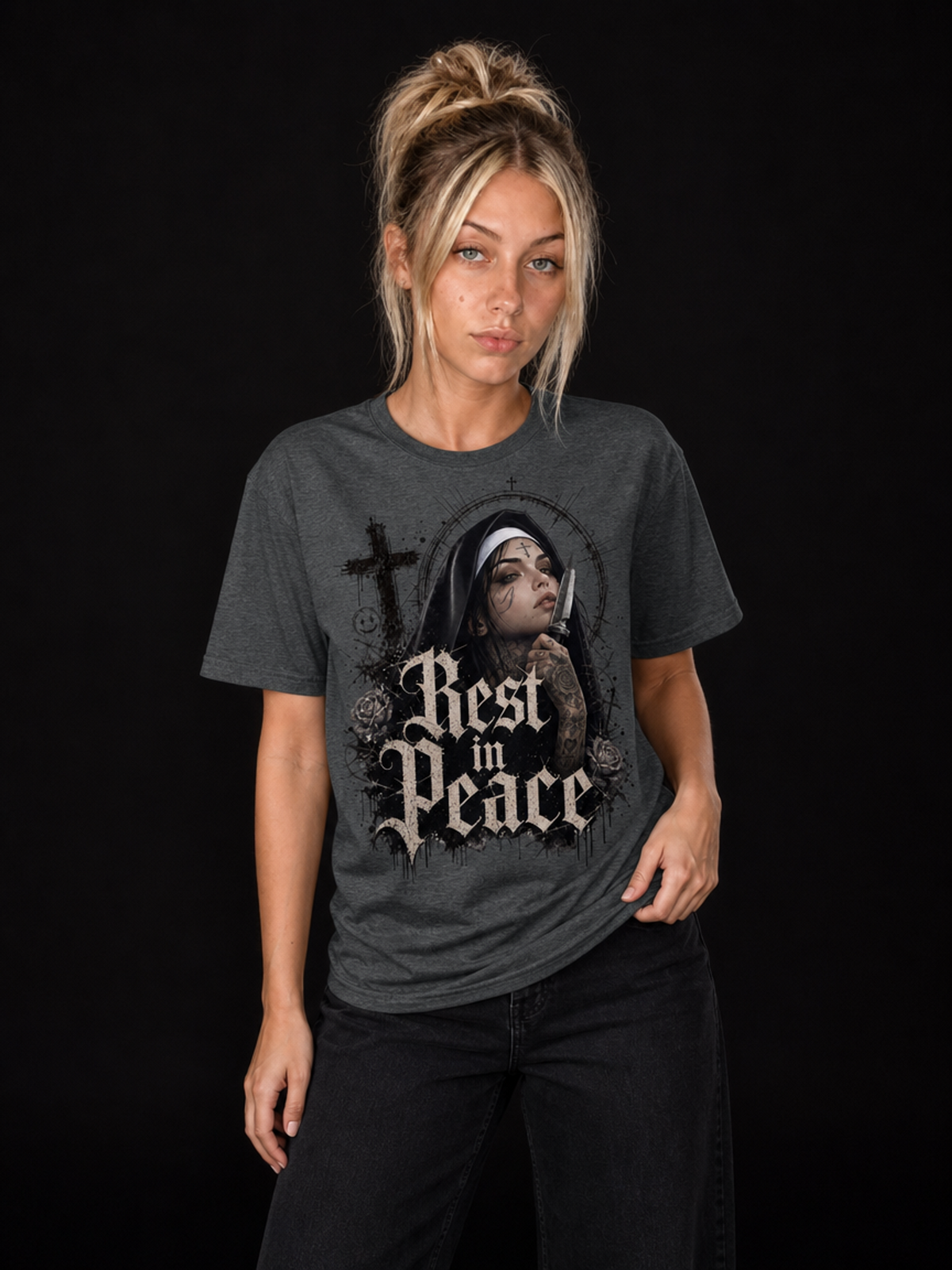 Nonne Rest In Peace-Dame Kortermet T-Skjorte (XL Print)