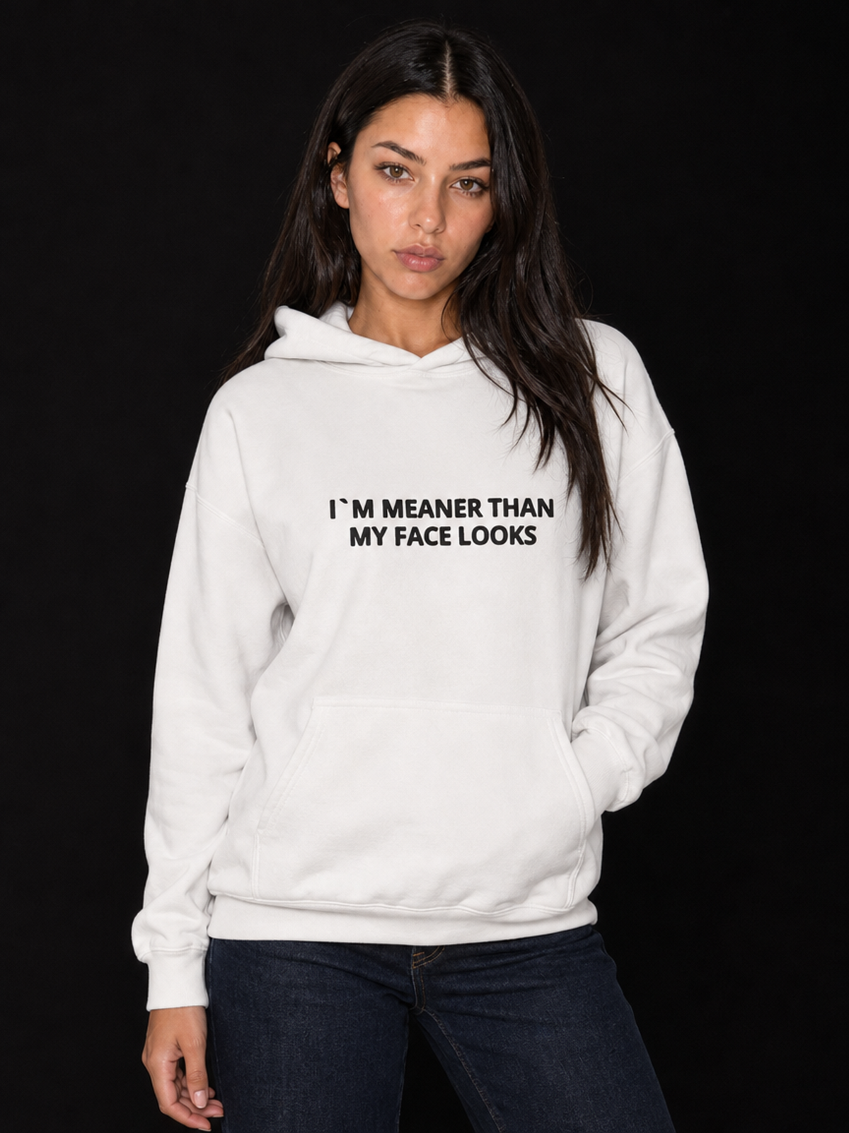 I`m Meaner Than-Dame Hettegenser (Brodert tekst)