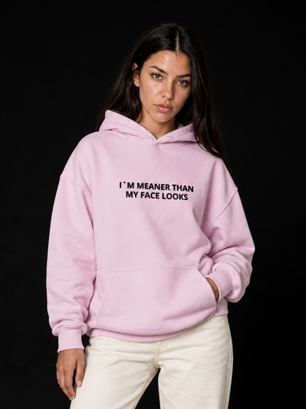 I`m Meaner Than-Dame Hettegenser (Brodert tekst)