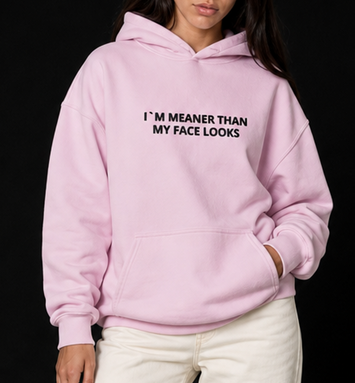 I`m Meaner Than-Dame Hettegenser (Brodert tekst)