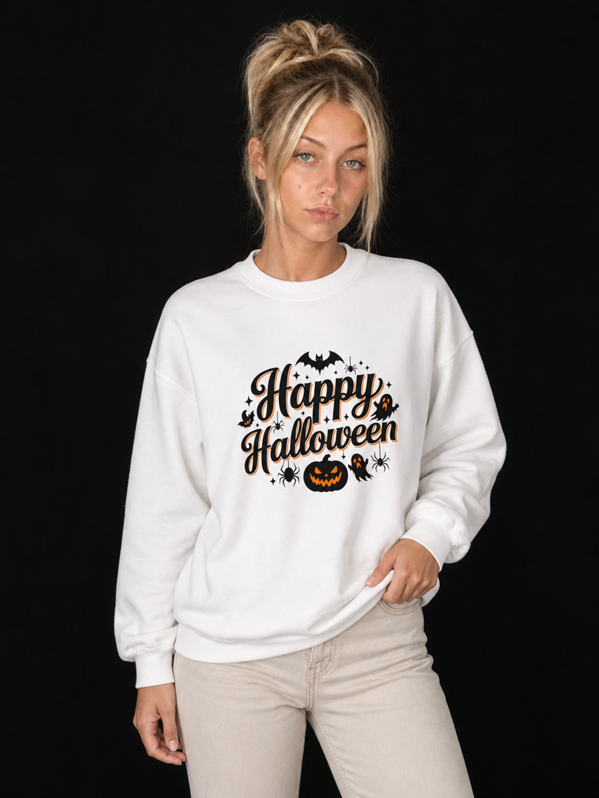 Happy Halloween-Dame Collegegenser