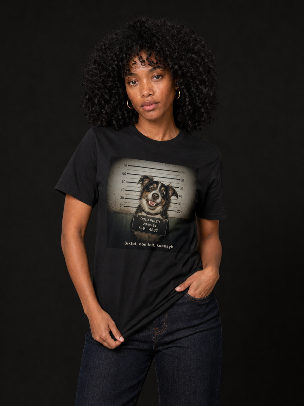 Mugshot Dog-Dame Premium T-Skjorte