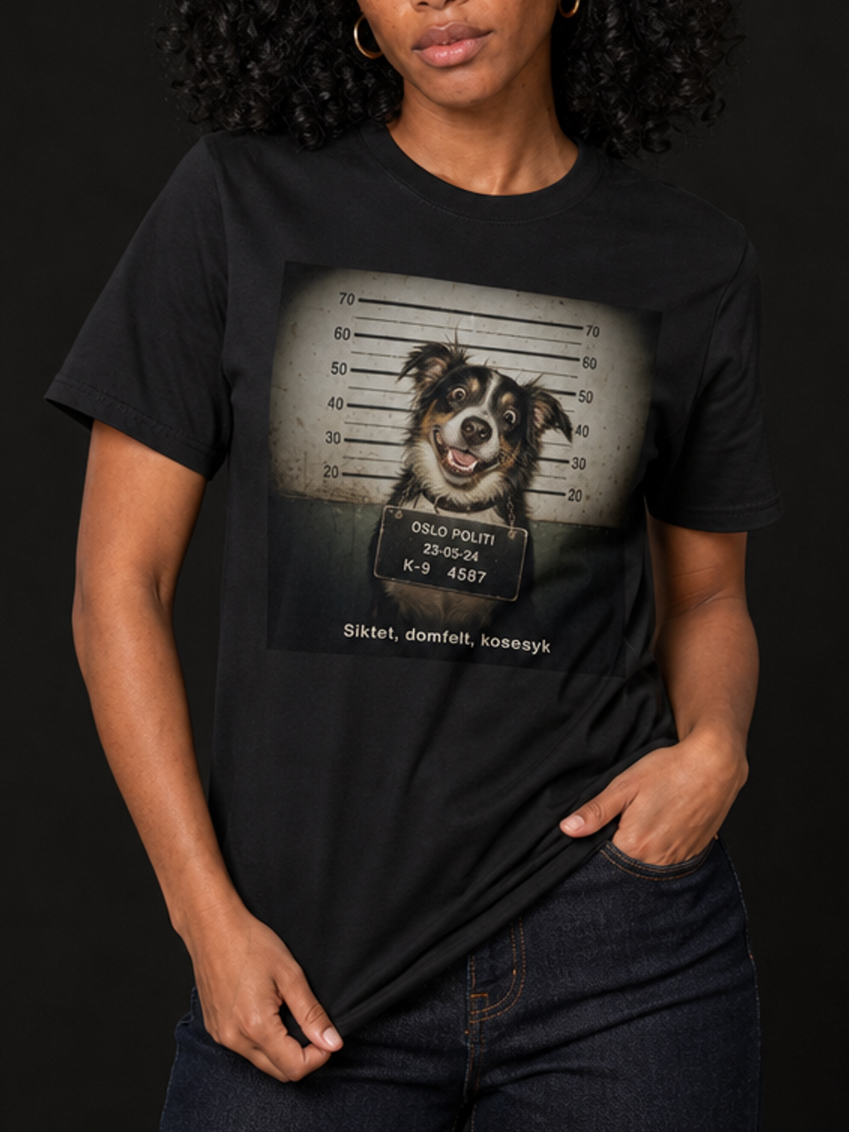 Mugshot Dog-Dame Premium T-Skjorte