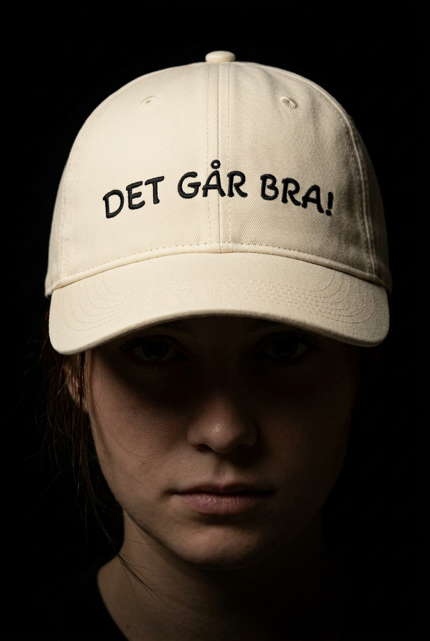 Det Går Bra-Caps i vasket bomull