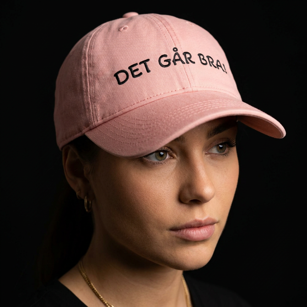 Det Går Bra-Caps i vasket bomull