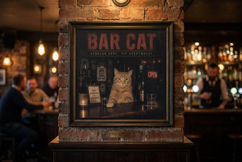 Bar Cat-Plakat-45x45cm