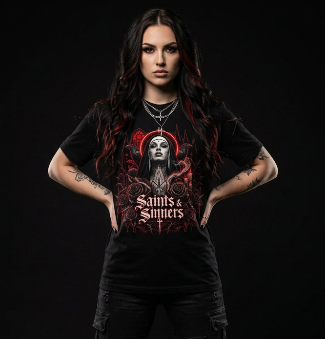 Saints & Sinners-Dame T-Skjorte
