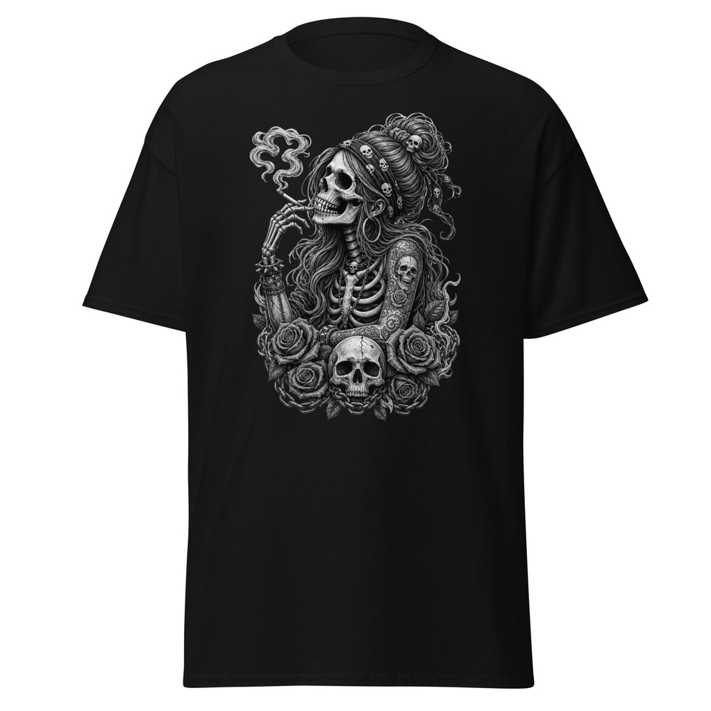 Smoking Skeleton-Dame Klassisk T-Skjorte