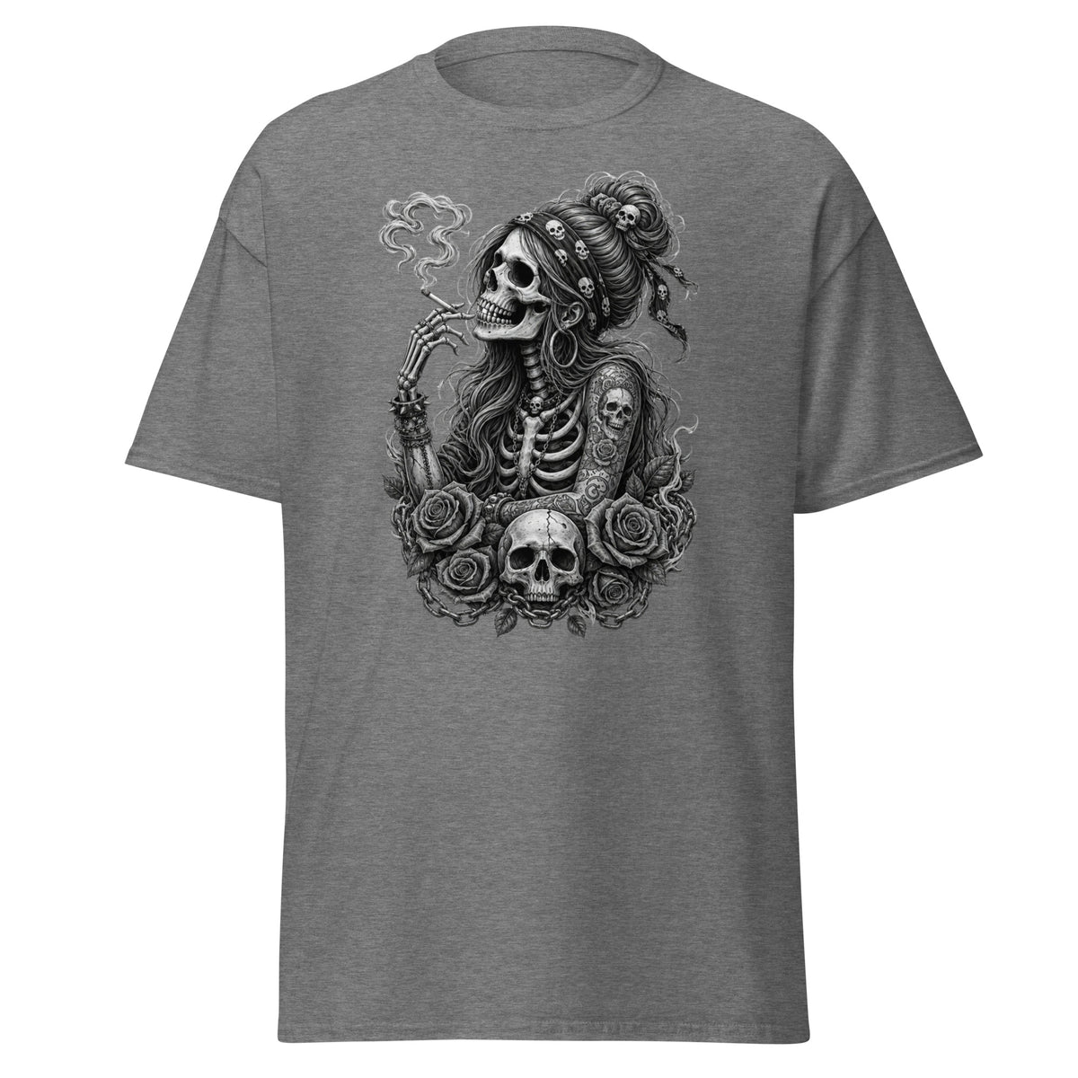 Smoking Skeleton-Dame Klassisk T-Skjorte