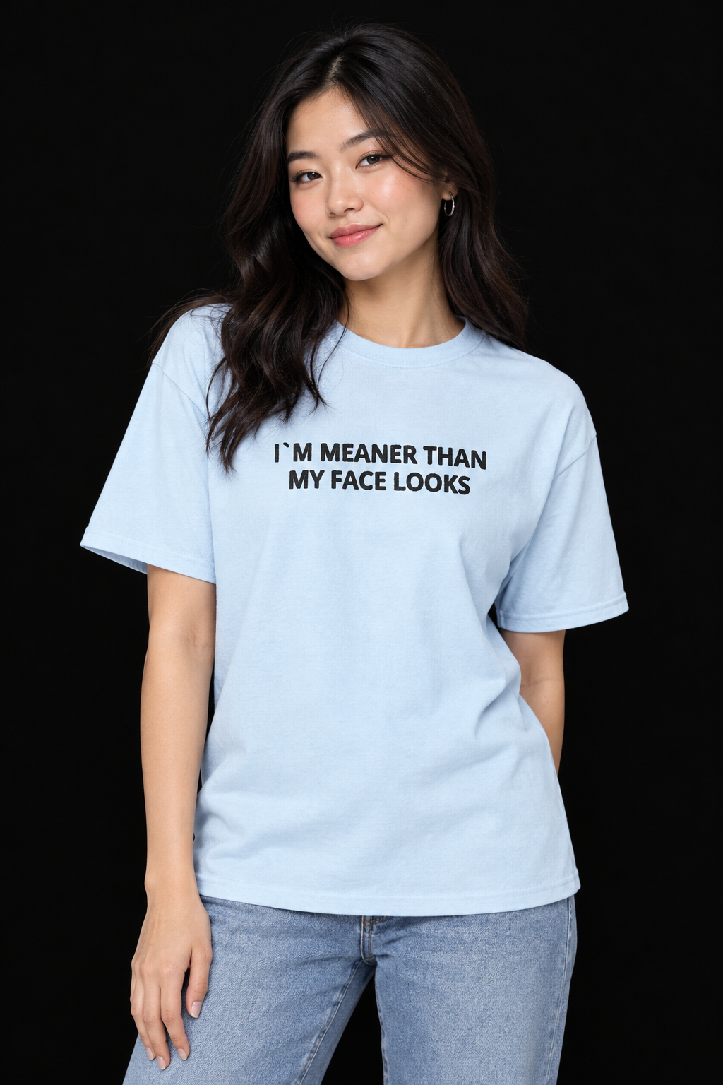 I`m Meaner Than-Dame Klassisk T-Skjorte (Brodert Skrift)