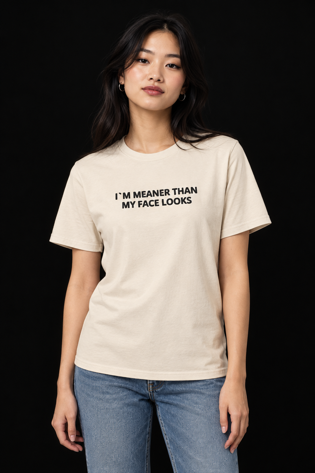 I`m Meaner Than-Dame Klassisk T-Skjorte (Brodert Skrift)