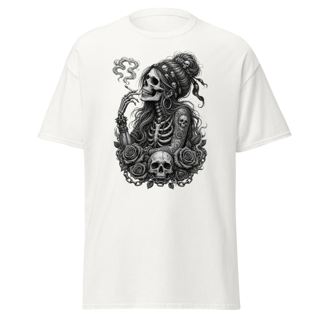 Smoking Skeleton-Dame Klassisk T-Skjorte