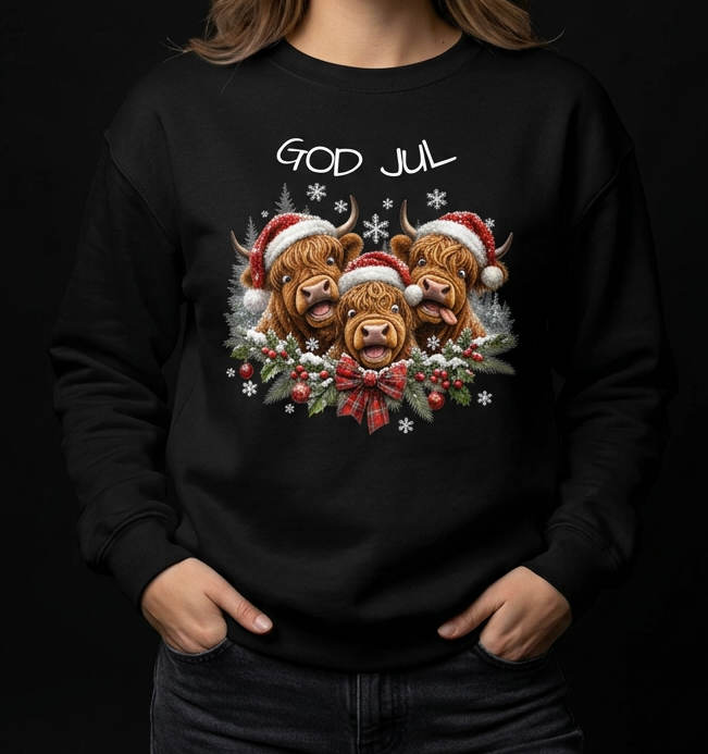 God Jul Høylandskyr-Dame Collegegenser