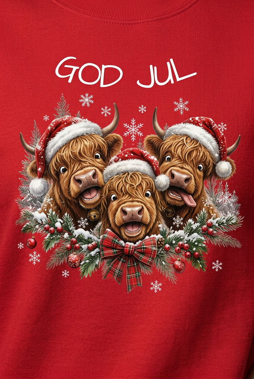 God Jul Høylandskyr-Dame Collegegenser