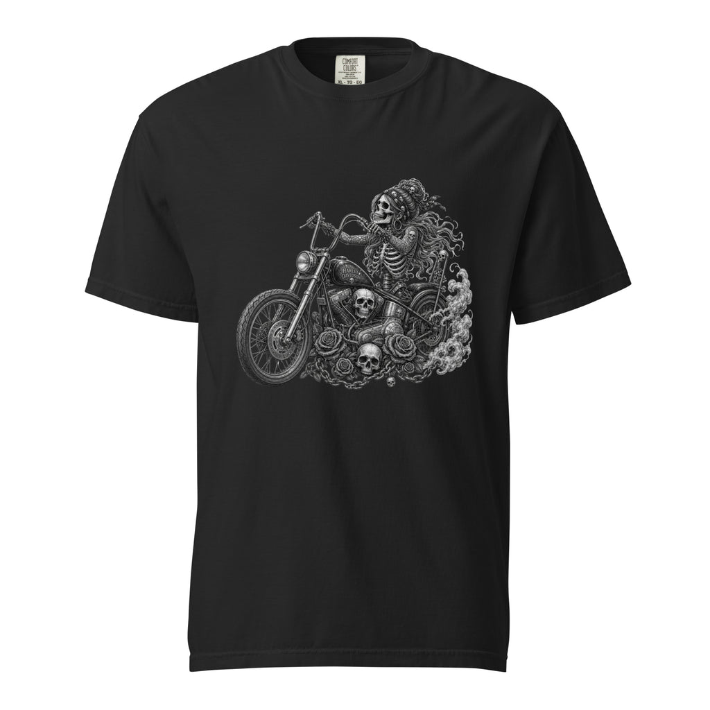 Skeleton Biker Chick-Dame Premium T-Skjorte