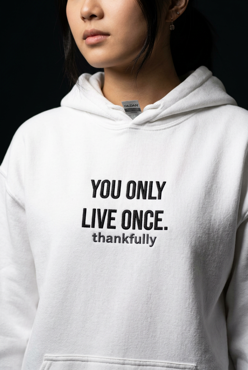 Yolo-Dame Hettegenser (Brodert tekst)